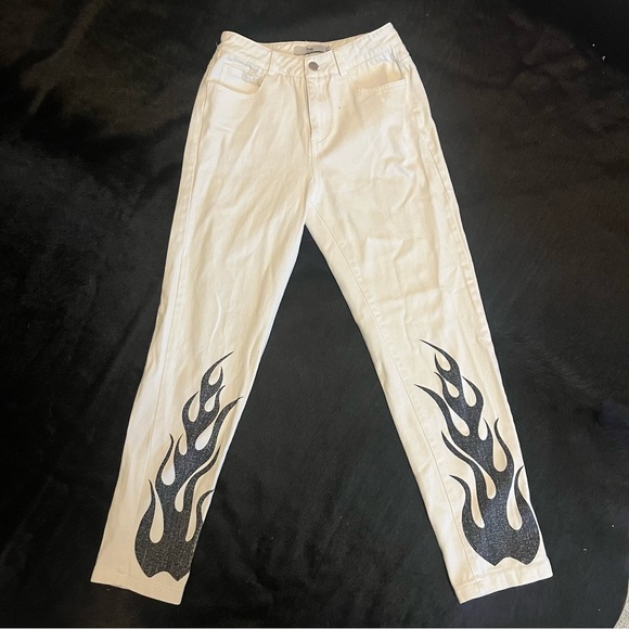 White Flame Graphic Jeans - Picture 1 of 4